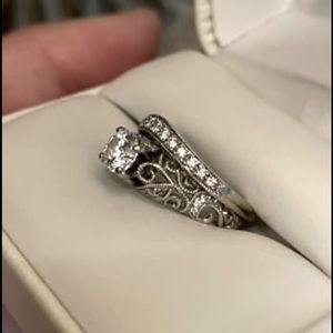 Wedding/Engagement Set - White Gold, real diamonds, size 6